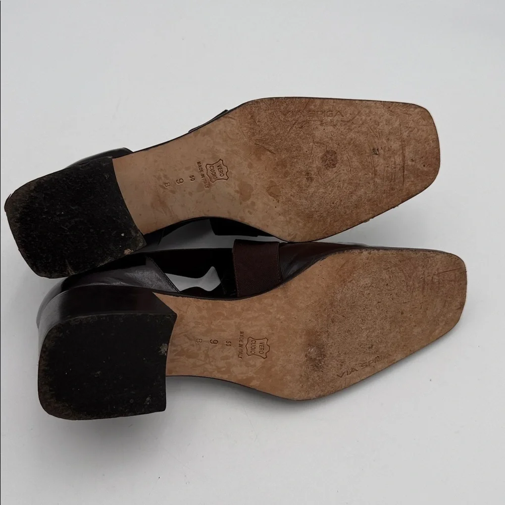 Vintage Via Spiga Brown patent Leather Shoes slip on women 9B Y2K goth 90’s